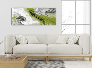 Modern Lime Green and Grey Swirl Bedroom Canvas Pictures Accessories - Abstract 1464 - 120cm Print