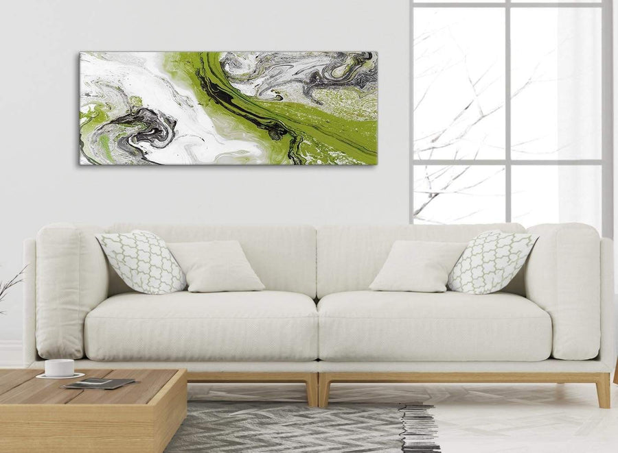 Modern Lime Green and Grey Swirl Bedroom Canvas Pictures Accessories - Abstract 1464 - 120cm Print