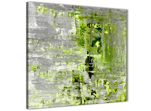 Modern Lime Green Grey Abstract Painting Wall Art Print Canvas Modern 64cm Square 1S360M For Your Living Room