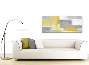 Modern Mustard Yellow Grey Living Room Canvas Wall Art Accessories - Abstract 1367 - 120cm Print