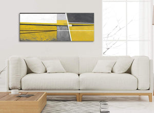 Modern Mustard Yellow Grey Painting Living Room Canvas Wall Art Accessories - Abstract 1388 - 120cm Print