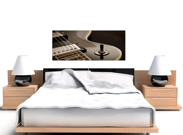Black White Electric Guitar Gibson Music Canvas