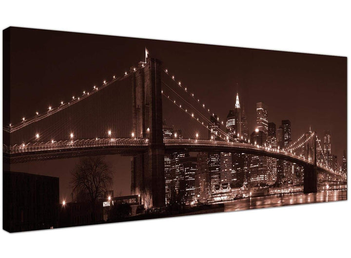 Brown Brooklyn Bridge New York Skyline City Canvas - 1122