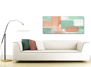 Modern Peach Mint Green Bedroom Canvas Wall Art Accessories - Abstract 1375 - 120cm Print