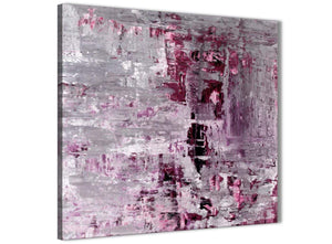 Modern Plum Grey Abstract Painting Wall Art Print Canvas Modern 49cm Square 1S359S For Your Living Room