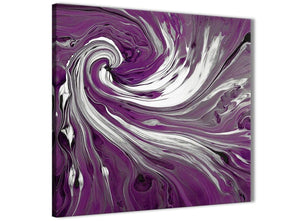 Modern Plum Purple White Swirls Modern Abstract Canvas Wall Art Modern 49cm Square 1S353S For Your Bedroom