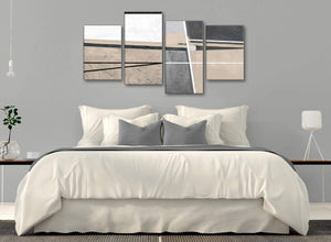 Modern Large Beige Cream Grey Painting Abstract Living Room Canvas Pictures Decor - 4394 - 130cm Set of Prints