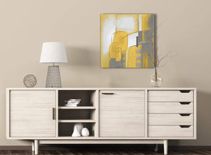 Mustard Yellow Grey Painting Hallway Canvas Pictures Decorations - Abstract 1s419m - 64cm Square Print