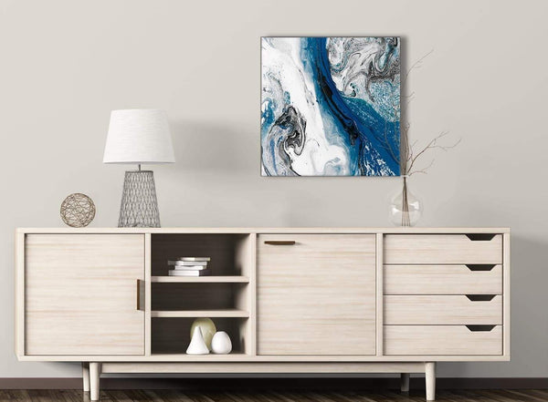 Blue and Grey Swirl Hallway Canvas Wall Art Decorations - Abstract 1s465m - 64cm Square Print