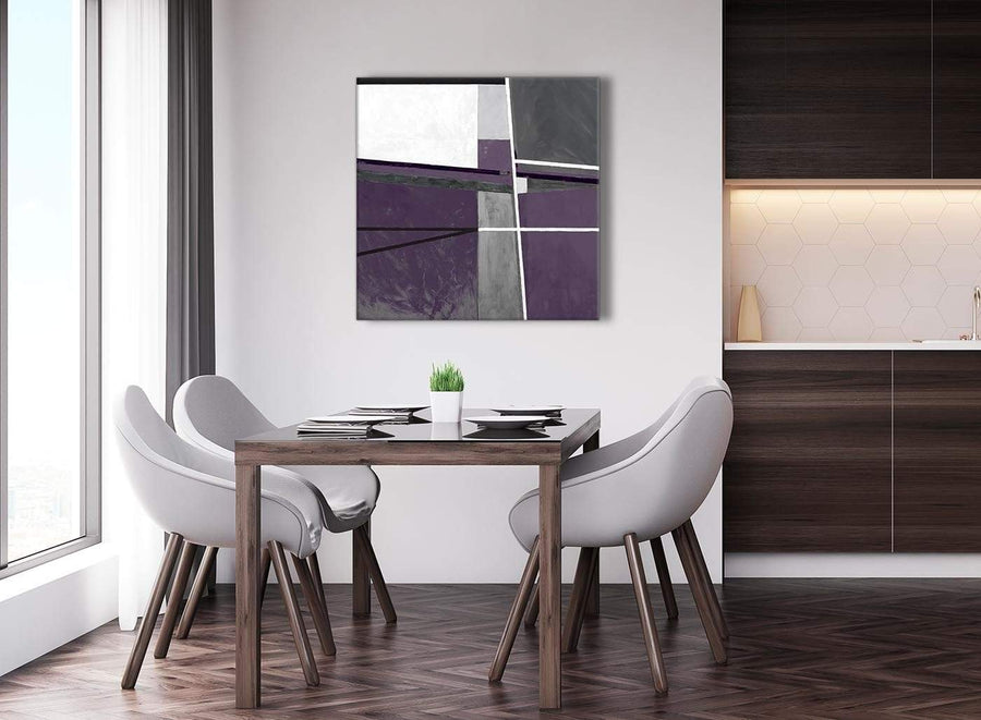 Next Aubergine Grey Painting Abstract Living Room Canvas Pictures Decor 1s392l - 79cm Square Print