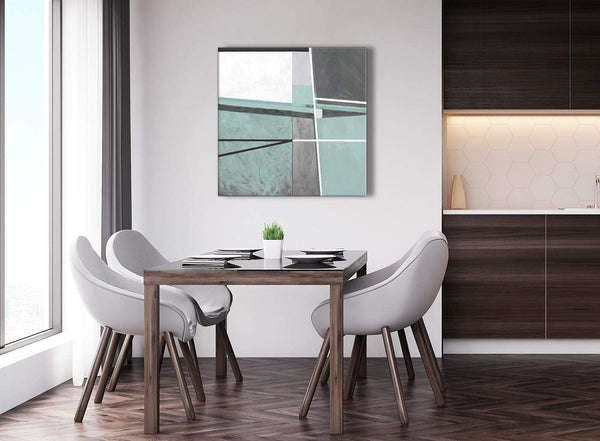 Next Duck Egg Blue Grey Painting Abstract Office Canvas Pictures Accessories 1s396l - 79cm Square Print