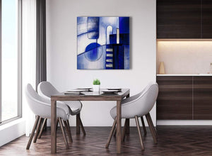 Next Indigo Blue Cream Painting Abstract Hallway Canvas Pictures Decor 1s418l - 79cm Square Print