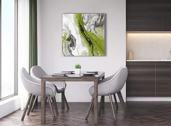 Next Lime Green and Grey Swirl Abstract Office Canvas Wall Art Decorations 1s464l - 79cm Square Print