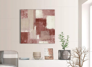 Next Red and Cream Abstract Bedroom Canvas Pictures Decorations 1s370l - 79cm Square Print