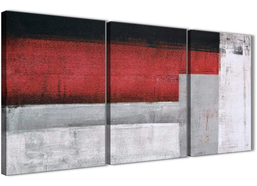 Next Set of 3 Panel Red Grey Painting Office Canvas Wall Art Accessories - Abstract 3428 - 126cm Set of Prints