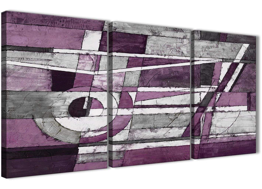 Next Set of 3 Panel Aubergine Grey White Painting Kitchen Canvas Wall Art Decor - Abstract 3406 - 126cm Set of Prints
