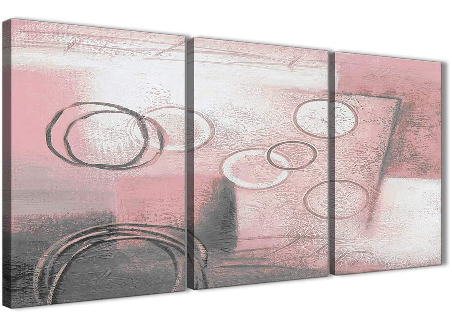 Next Set of 3 Part Blush Pink Grey Painting Kitchen Canvas Wall Art Decor - Abstract 3433 - 126cm Set of Prints