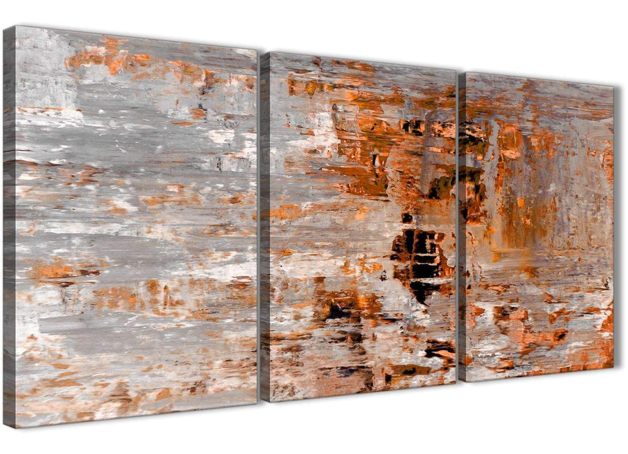 Next Set of 3 Panel Burnt Orange Grey Painting Kitchen Canvas Wall Art Accessories - Abstract 3415 - 126cm Set of Prints