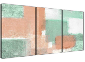 Next Set of 3 Panel Peach Mint Green Kitchen Canvas Wall Art Accessories - Abstract 3375 - 126cm Set of Prints