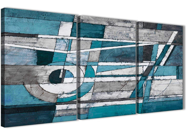 Next Set of 3 Piece Teal Grey Painting Hallway Canvas Wall Art Decor - Abstract 3402 - 126cm Set of Prints