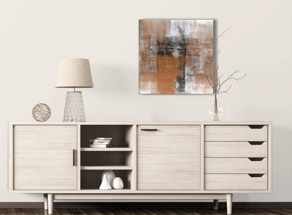 Orange Black White Painting Stairway Canvas Wall Art Decorations - Abstract 1s398m - 64cm Square Print