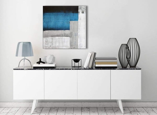 Contemporary Blue Grey Painting Stairway Canvas Wall Art Decorations - Abstract 1s423m - 64cm Square Print