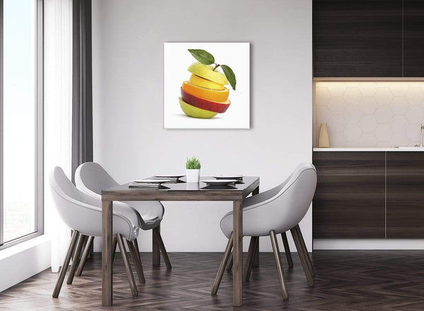 Contemporary Kitchen Canvas Wall Art Sliced Fruit - Apple Shape Food Stack - 1s483m - 64cm Square Picture