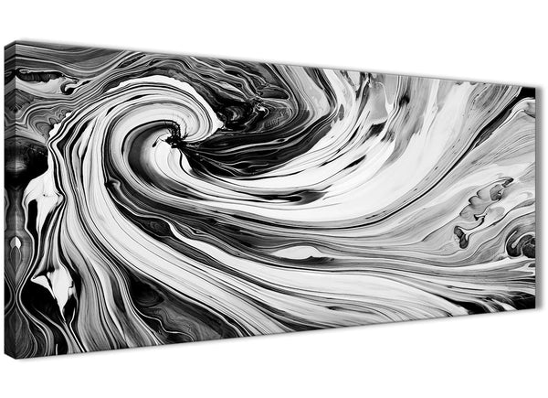 Oversized Black White Grey Swirls Modern Abstract Canvas Wall Art Modern 120cm Wide 1354 For Your Kitchen