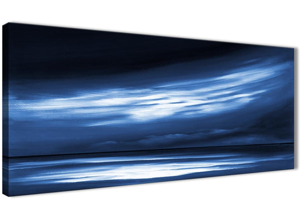 Oversized Indigo Blue White Abstract Sunset Modern Canvas Wall Art Modern 120cm Wide 1332 For Your Bedroom