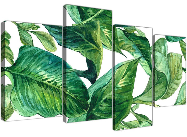 Oversized Large Green Palm Tropical Banana Leaves Canvas Split 4 Part 4324 For Your Kitchen