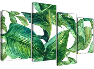 Oversized Large Green Palm Tropical Banana Leaves Canvas Split 4 Part 4324 For Your Kitchen
