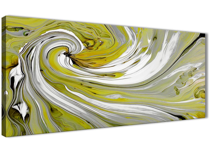 Oversized Lime Green Swirls Modern Abstract Canvas Wall Art Modern 120cm Wide 1351 For Your Kitchen - 3351