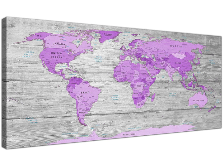 cheap purple grey large purple and grey map of world atlas canvas wall art print maps canvas modern 120cm wide 1298 for your girls bedroom - 1298