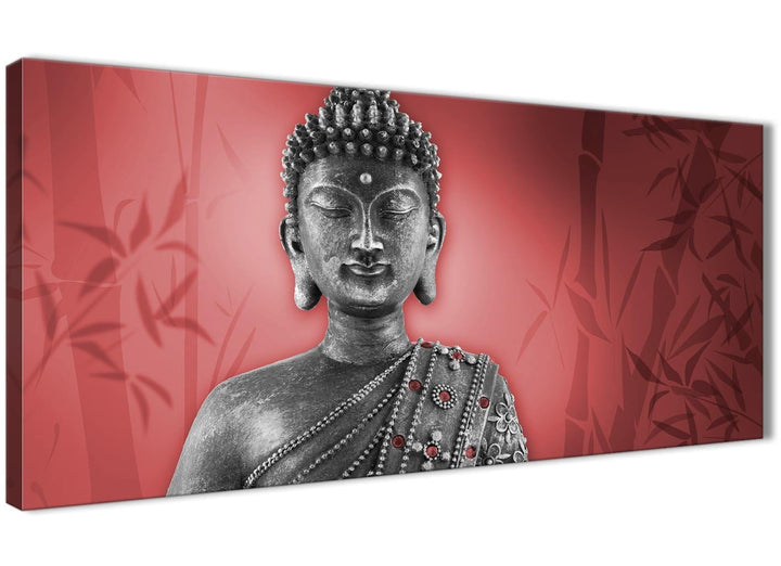Oversized Red And Grey Silver Wall Art Prints Of Buddha Canvas Modern 120cm Wide 1331 For Your Dining Room - 1331