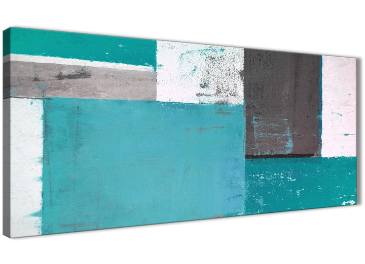 Oversized Teal Grey Abstract Painting Canvas Wall Art Modern 120cm Wide 1344 For Your Bedroom - 1344