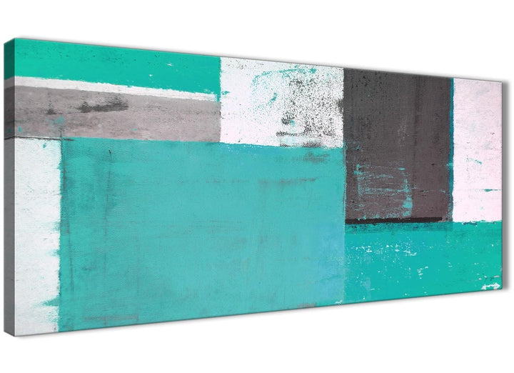 Oversized Turquoise Grey Abstract Painting Canvas Wall Art Modern 120cm Wide 1345 For Your Hallway - 1s345m