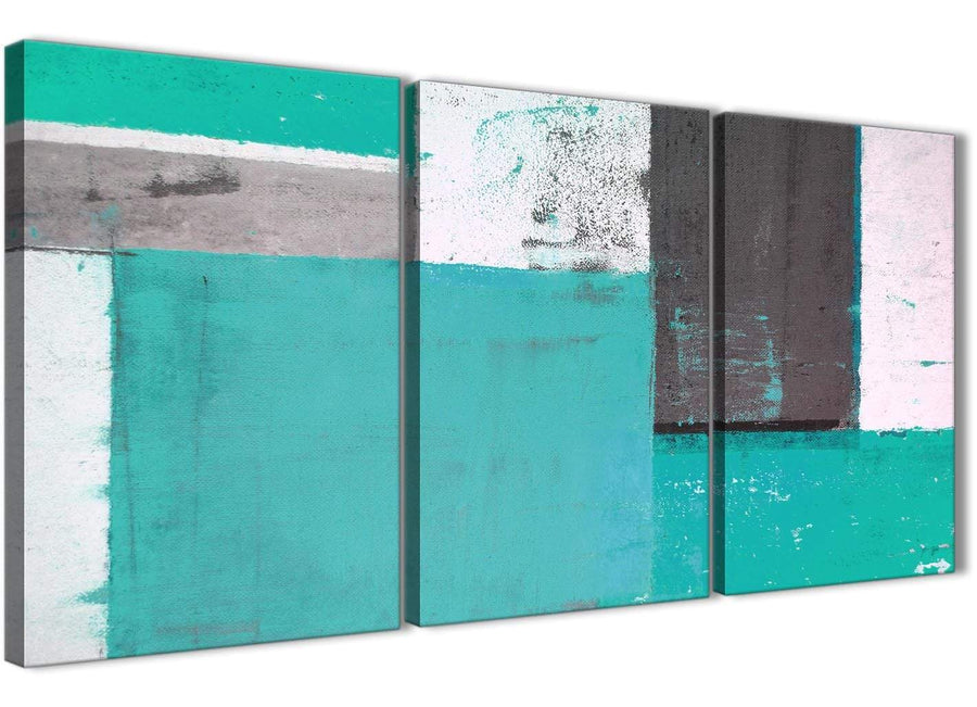 Oversized Turquoise Grey Abstract Painting Canvas Wall Art Multi Set Of 3 125cm Wide 3345 For Your Bedroom
