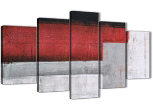 Oversized 5 Piece Red Grey Painting Abstract Office Canvas Pictures Decorations - 5428 - 160cm XL Set Artwork