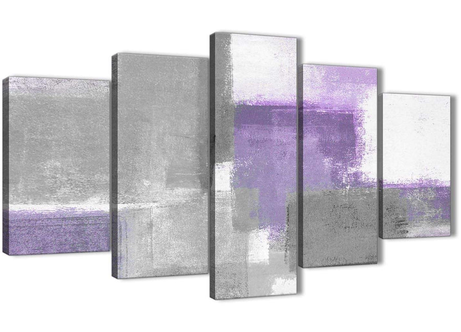 Oversized 5 Piece Purple Grey Painting Abstract Office Canvas Pictures Decorations - 5376 - 160cm XL Set Artwork