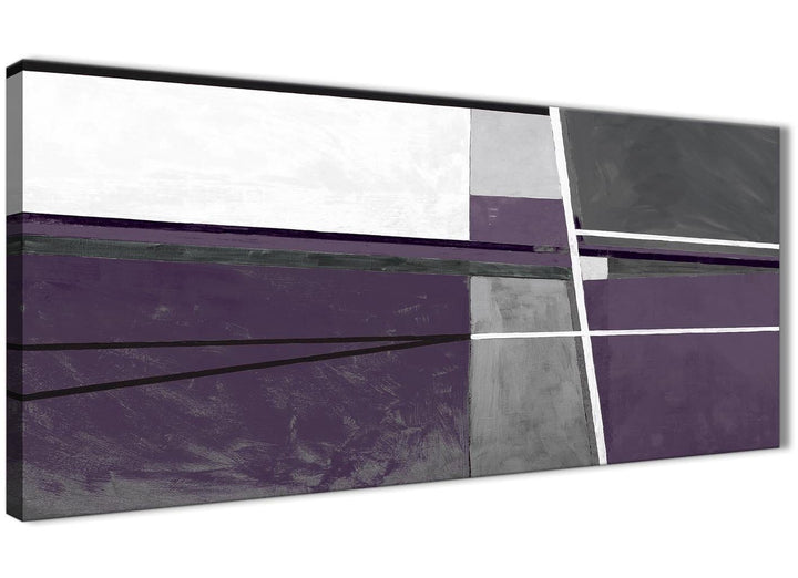 Panoramic Aubergine Grey Painting Living Room Canvas Wall Art Accessories - Abstract 1392 - 120cm Print - 3392
