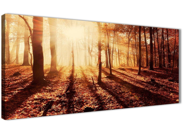 Panoramic Autumn Leaves Forest Scenic Landscapes Canvas Art Pictures - Trees - 1386 Orange - 120cm Wide Print - 3386