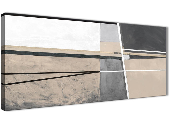 Panoramic Beige Cream Grey Painting Living Room Canvas Pictures Accessories - Abstract 1394 - 120cm Print - 1s394l