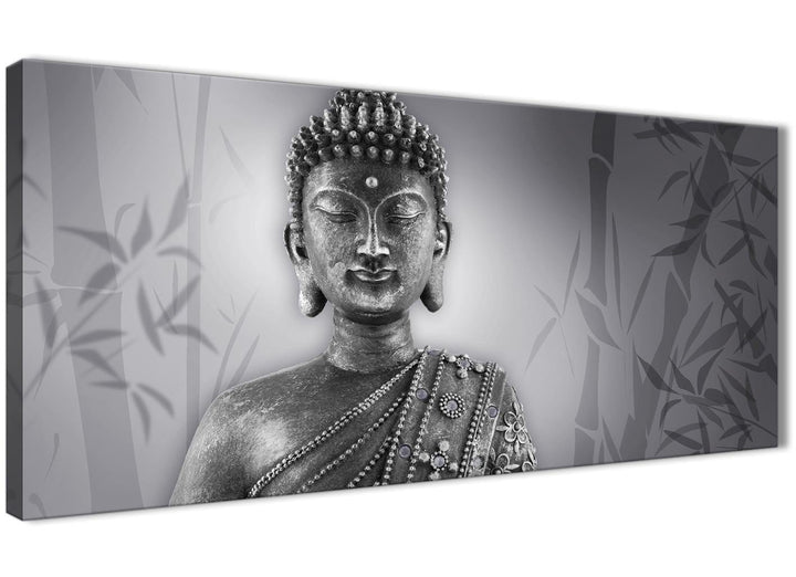 Panoramic Black White Buddha Bedroom Canvas Wall Art Accessories - 1373 - 120cm Print - 1373