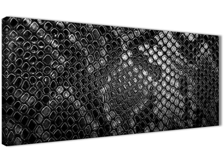 Panoramic Black White Snakeskin Animal Print Living Room Canvas Pictures Accessories - Abstract 1510 - 120cm Print - 3510