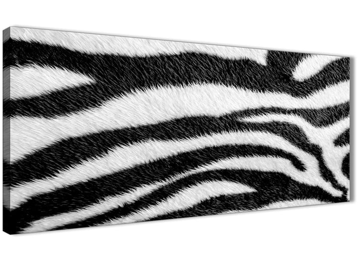 Panoramic Black White Zebra Animal Print Bedroom Canvas Wall Art Accessories - Abstract 1471 - 120cm Print - 5471
