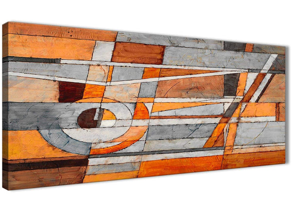 Panoramic Burnt Orange Grey Painting Living Room Canvas Pictures Accessories - Abstract 1405 - 120cm Print