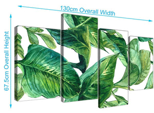 Panoramic Large Green Palm Tropical Banana Leaves Canvas Split 4 Part 4324 For Your Living Room