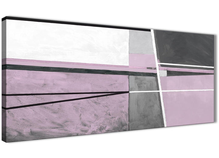 Panoramic Lilac Grey Painting Living Room Canvas Wall Art Accessories - Abstract 1395 - 120cm Print - 3395