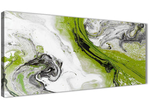 Panoramic Lime Green and Grey Swirl Bedroom Canvas Pictures Accessories - Abstract 1464 - 120cm Print