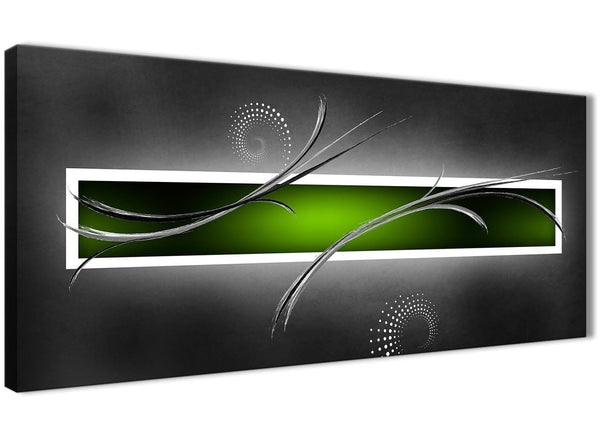 Panoramic Lime Green White Grey Modern Design Abstract Canvas Living Room Canvas Wall Art Accessories - Abstract 1093 - 120cm Print